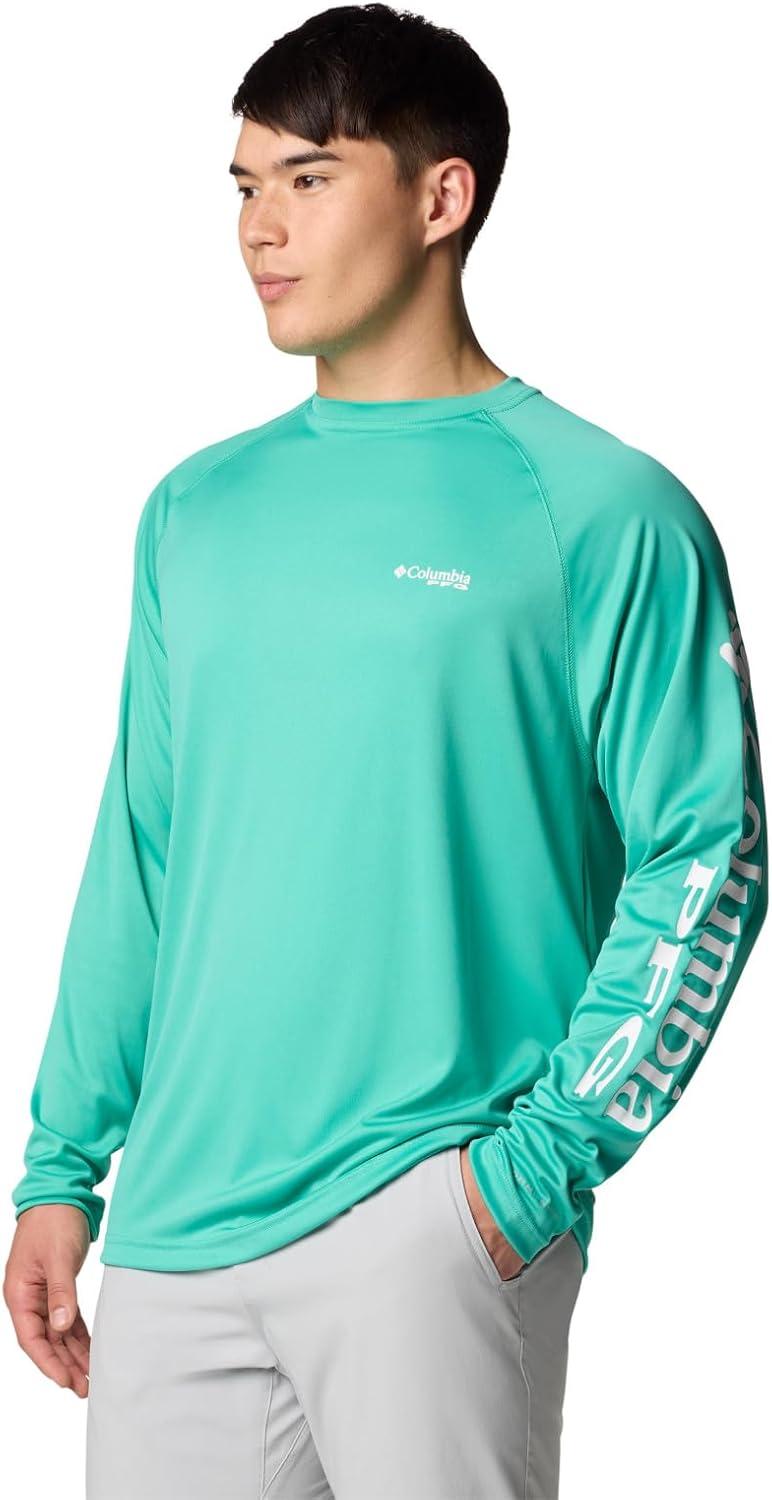 imageColumbia Mens PFG Terminal Tackle Long Sleeve ShirtGlaze GreenWhite Logo