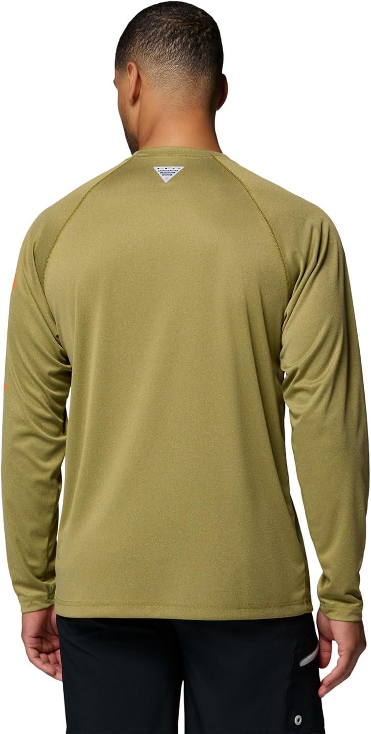 imageColumbia Mens PFG Terminal Tackle Long Sleeve ShirtGrove Green HeatherSpark Orange Logo