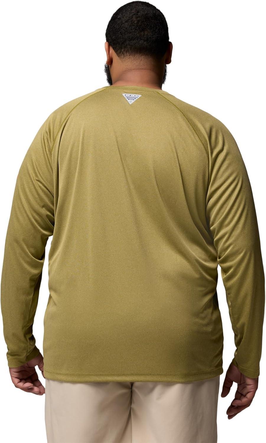imageColumbia Mens PFG Terminal Tackle Long Sleeve ShirtGrove Green HeatherSpark Orange Logo