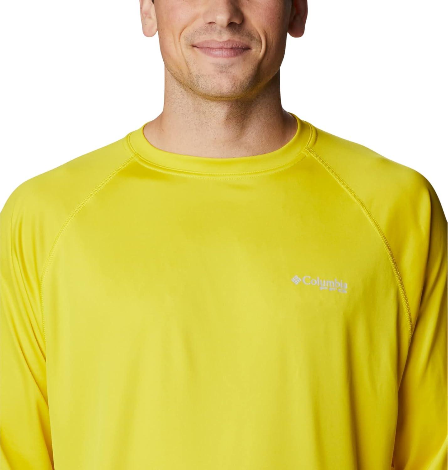 imageColumbia Mens PFG Terminal Tackle Long Sleeve ShirtLaser LemonCool Grey Logo
