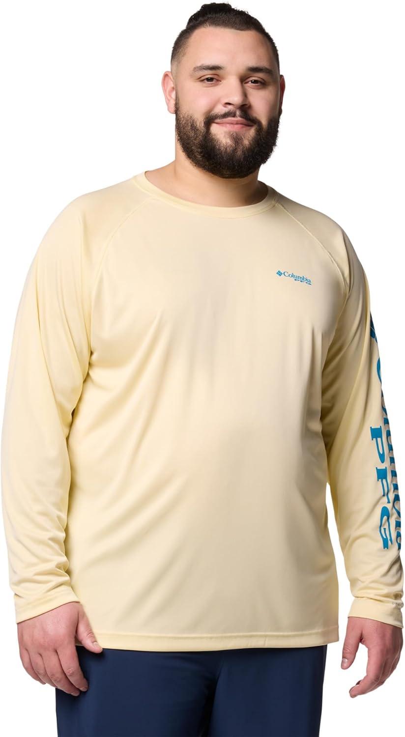 imageColumbia Mens PFG Terminal Tackle Long Sleeve ShirtLemon WashBlue Echo Logo