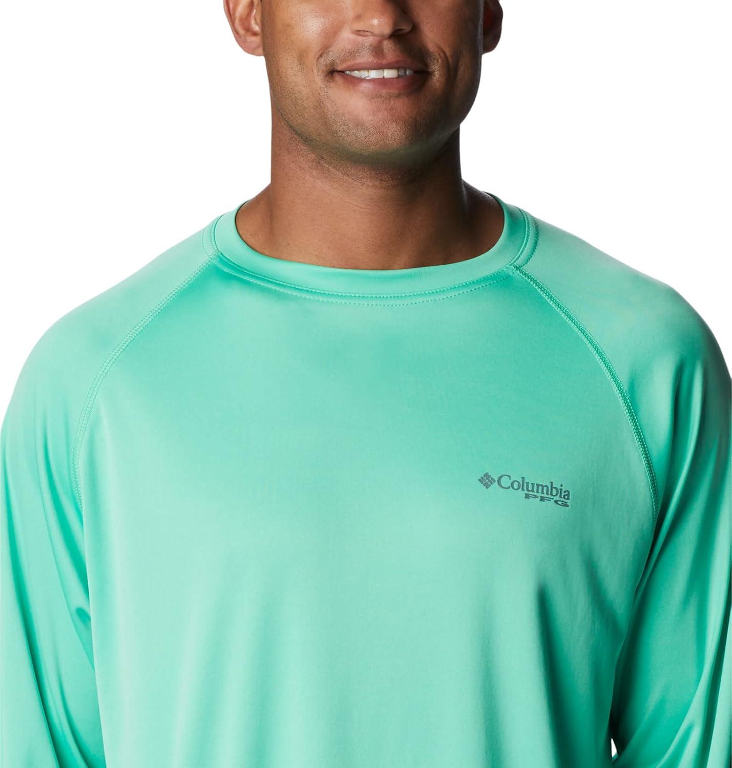 imageColumbia Mens PFG Terminal Tackle Long Sleeve ShirtLight JadeMetal Logo