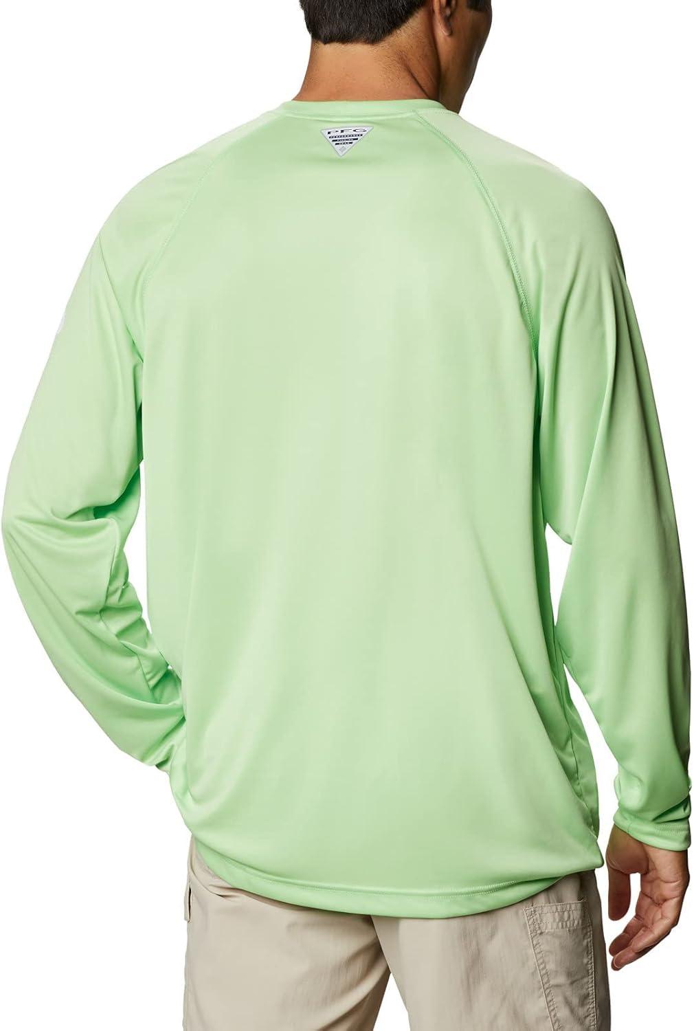 imageColumbia Mens PFG Terminal Tackle Long Sleeve ShirtLime GlowWhite Logo