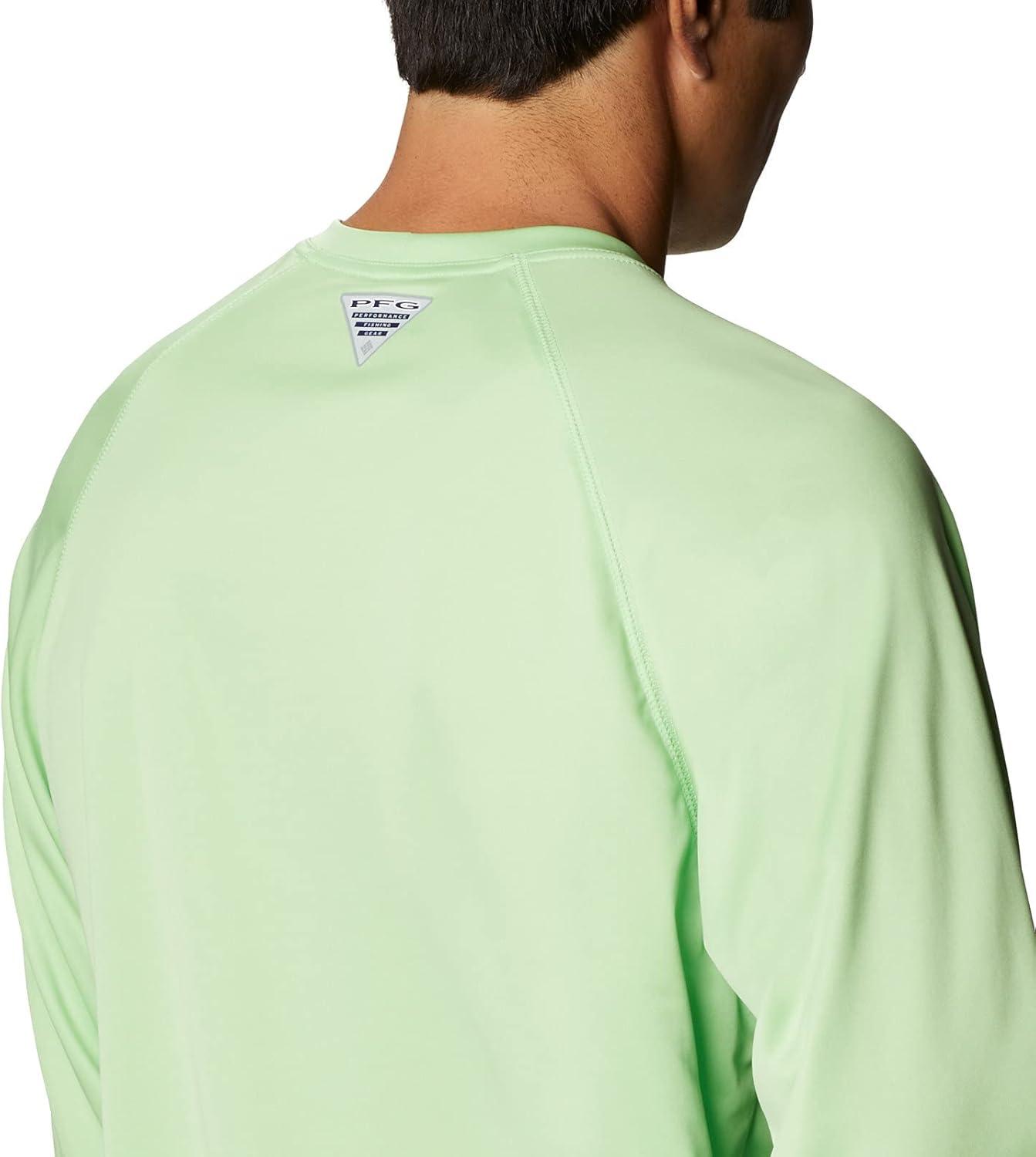imageColumbia Mens PFG Terminal Tackle Long Sleeve ShirtLime GlowWhite Logo