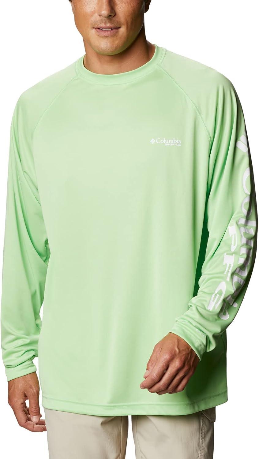 imageColumbia Mens PFG Terminal Tackle Long Sleeve ShirtLime GlowWhite Logo