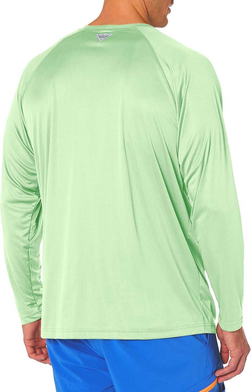 imageColumbia Mens PFG Terminal Tackle Long Sleeve ShirtLime GlowWhite Logo