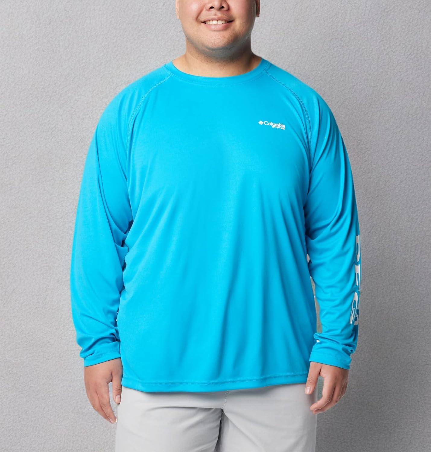 imageColumbia Mens PFG Terminal Tackle Long Sleeve ShirtOcean BlueWhite Logo