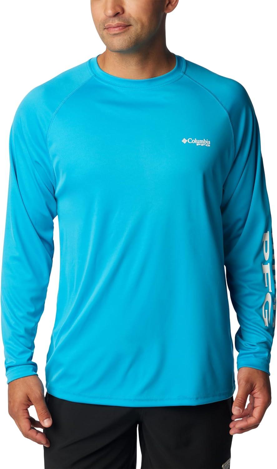 imageColumbia Mens PFG Terminal Tackle Long Sleeve ShirtOcean BlueWhite Logo