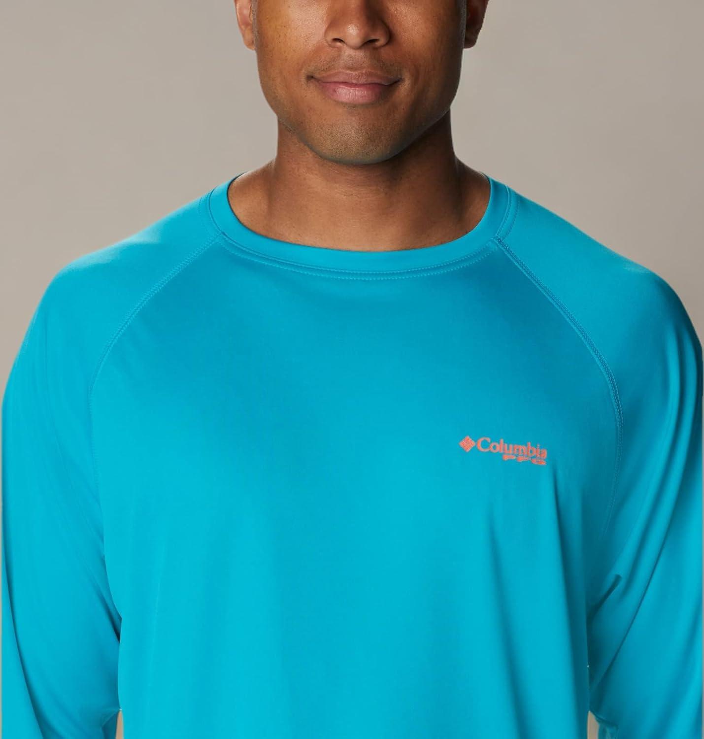 imageColumbia Mens PFG Terminal Tackle Long Sleeve ShirtOcean TealCorange Logo