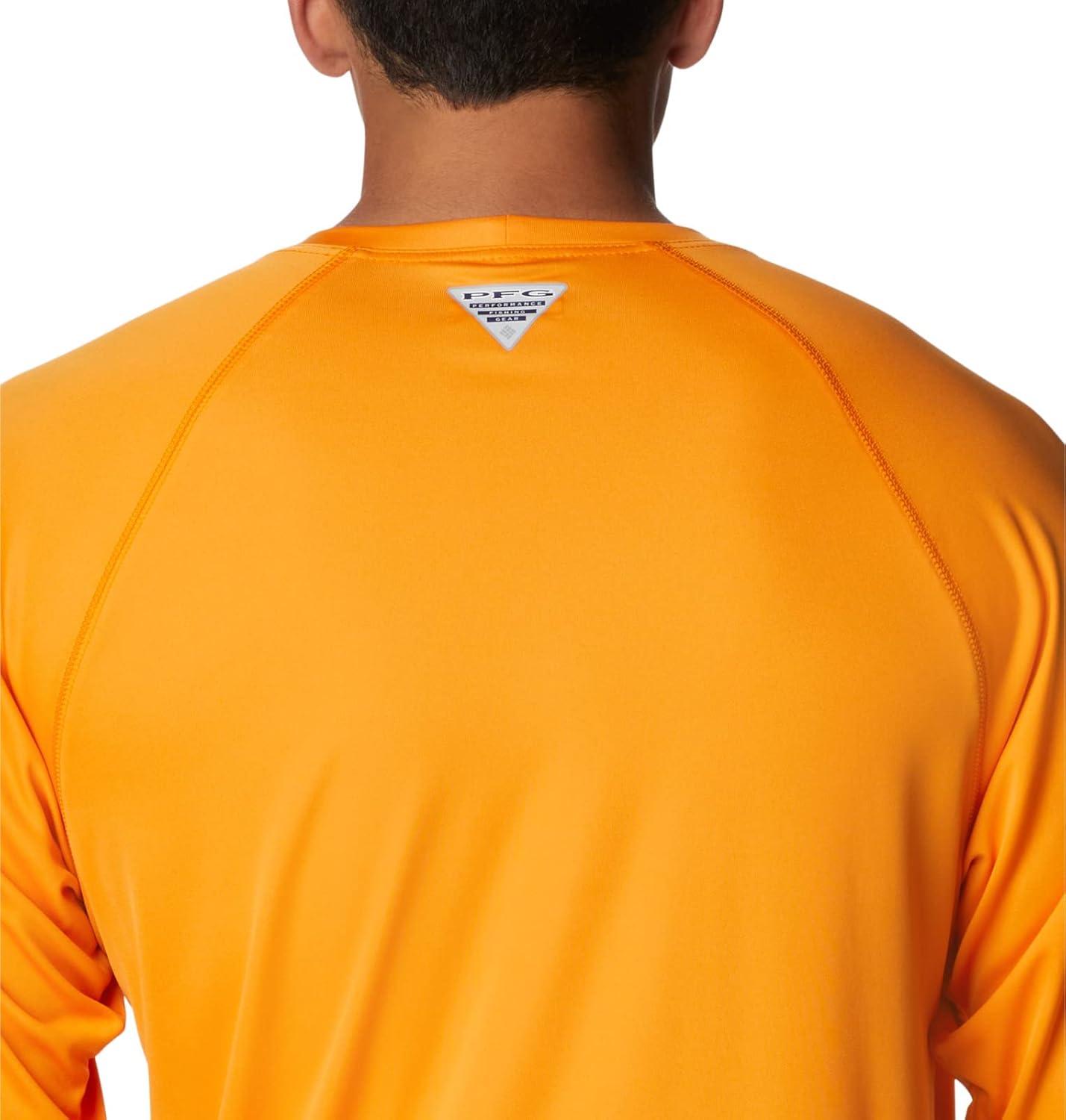 imageColumbia Mens PFG Terminal Tackle Long Sleeve ShirtOrange BlastBlack Logo