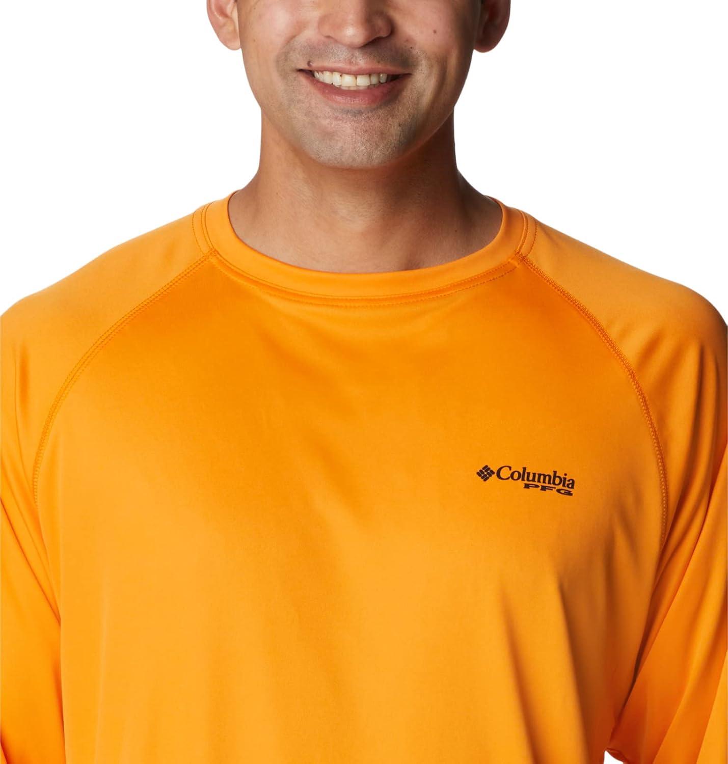 imageColumbia Mens PFG Terminal Tackle Long Sleeve ShirtOrange BlastBlack Logo
