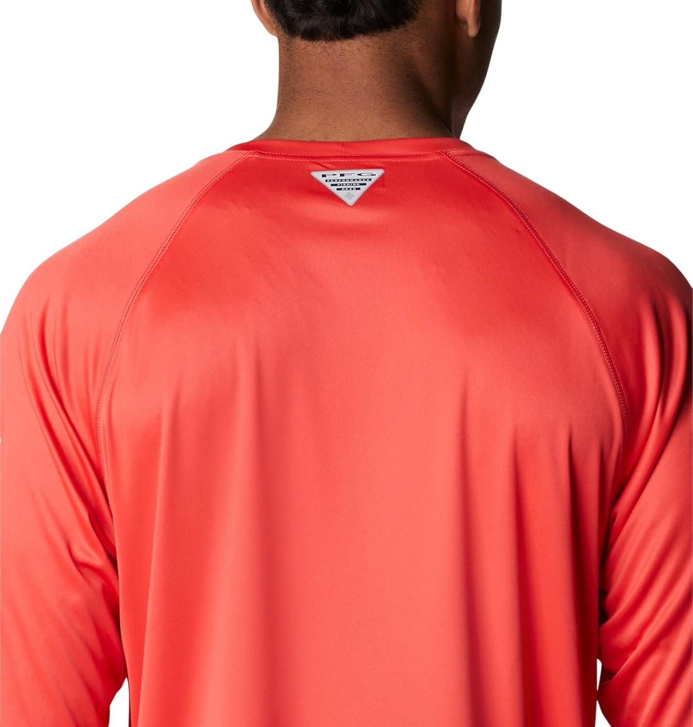 imageColumbia Mens PFG Terminal Tackle Long Sleeve ShirtRed HibiscusWhite Logo