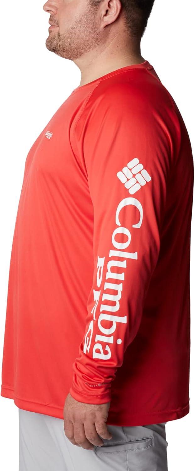 imageColumbia Mens PFG Terminal Tackle Long Sleeve ShirtRed HibiscusWhite Logo