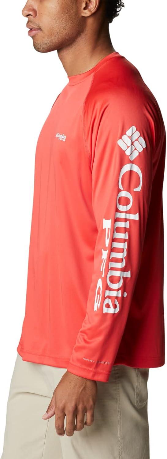 imageColumbia Mens PFG Terminal Tackle Long Sleeve ShirtRed HibiscusWhite Logo