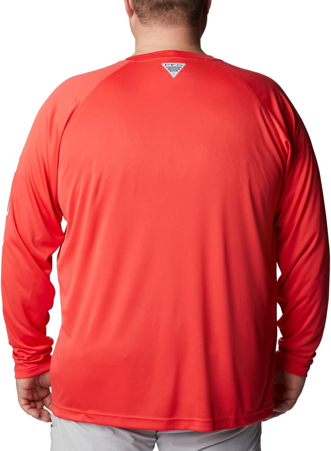 imageColumbia Mens PFG Terminal Tackle Long Sleeve ShirtRed HibiscusWhite Logo