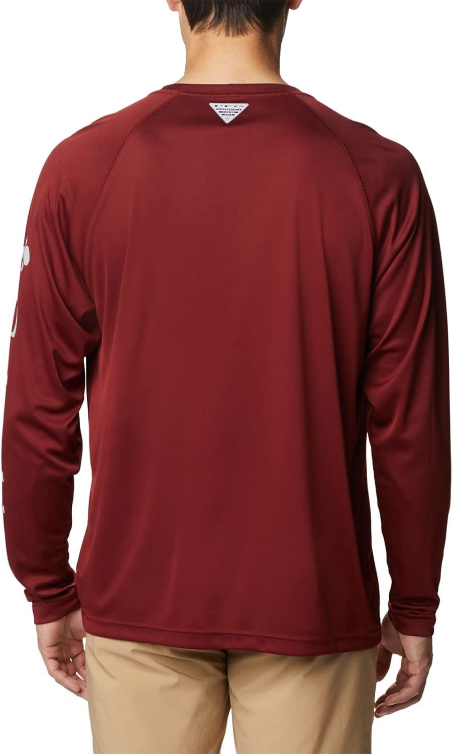 imageColumbia Mens PFG Terminal Tackle Long Sleeve ShirtRed JasperCool Grey Logo