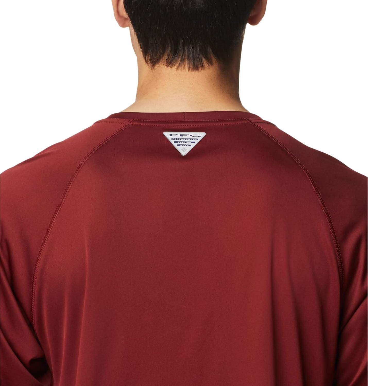 imageColumbia Mens PFG Terminal Tackle Long Sleeve ShirtRed JasperCool Grey Logo