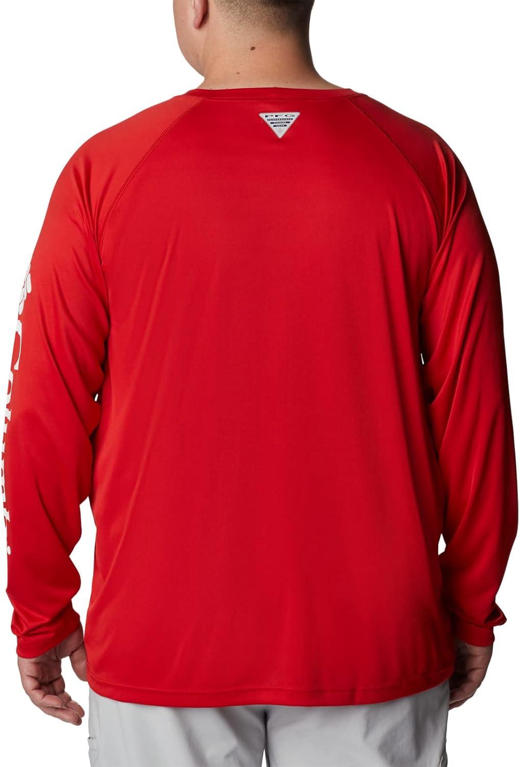 imageColumbia Mens PFG Terminal Tackle Long Sleeve ShirtRed SparkWhite Logo