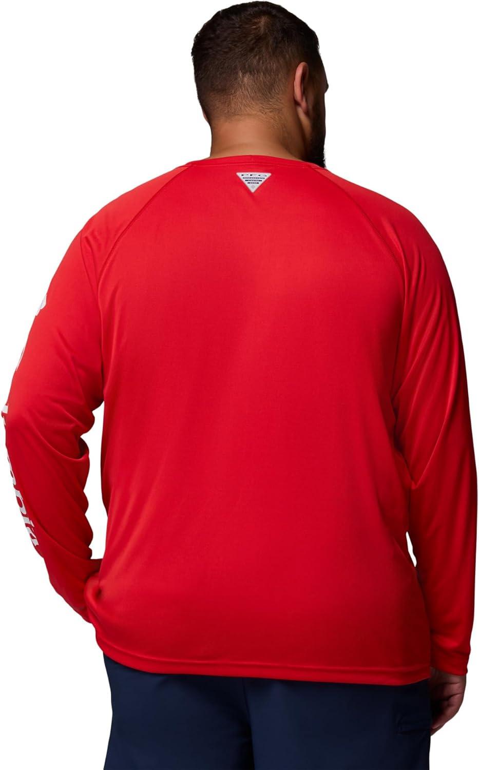 imageColumbia Mens PFG Terminal Tackle Long Sleeve ShirtRed SparkWhite Logo