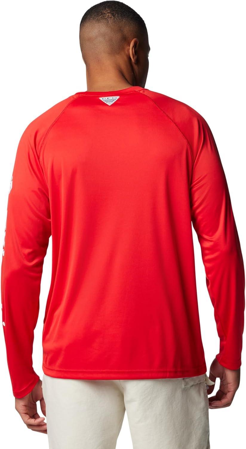 imageColumbia Mens PFG Terminal Tackle Long Sleeve ShirtRed SparkWhite Logo