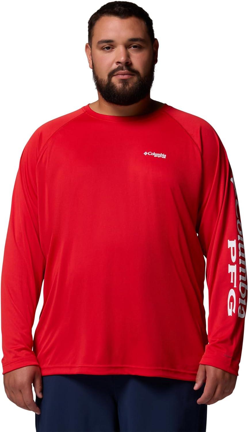 imageColumbia Mens PFG Terminal Tackle Long Sleeve ShirtRed SparkWhite Logo