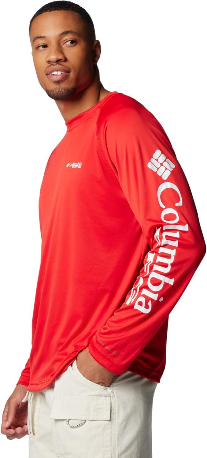 imageColumbia Mens PFG Terminal Tackle Long Sleeve ShirtRed SparkWhite Logo