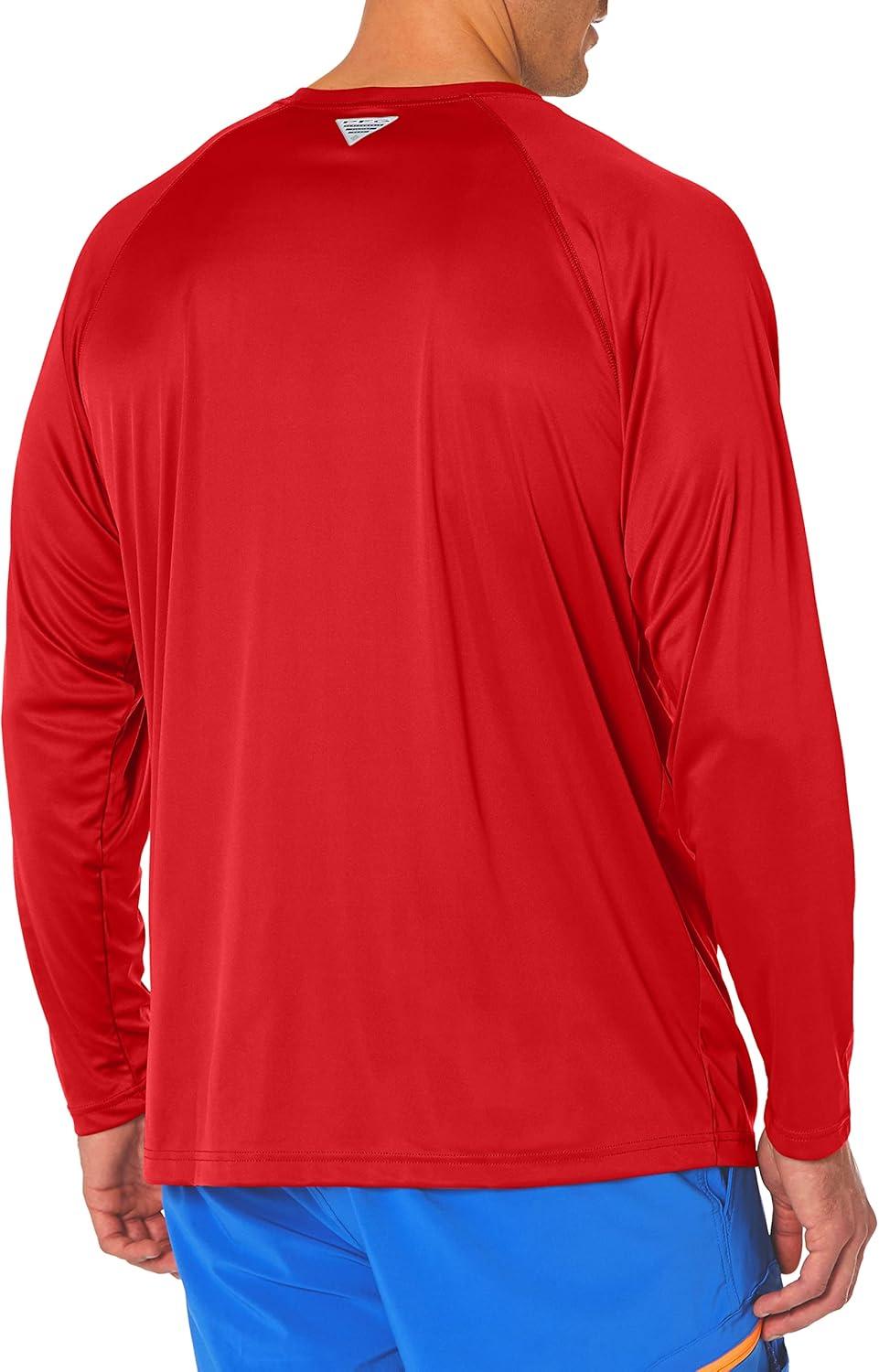 imageColumbia Mens PFG Terminal Tackle Long Sleeve ShirtRed SparkWhite Logo
