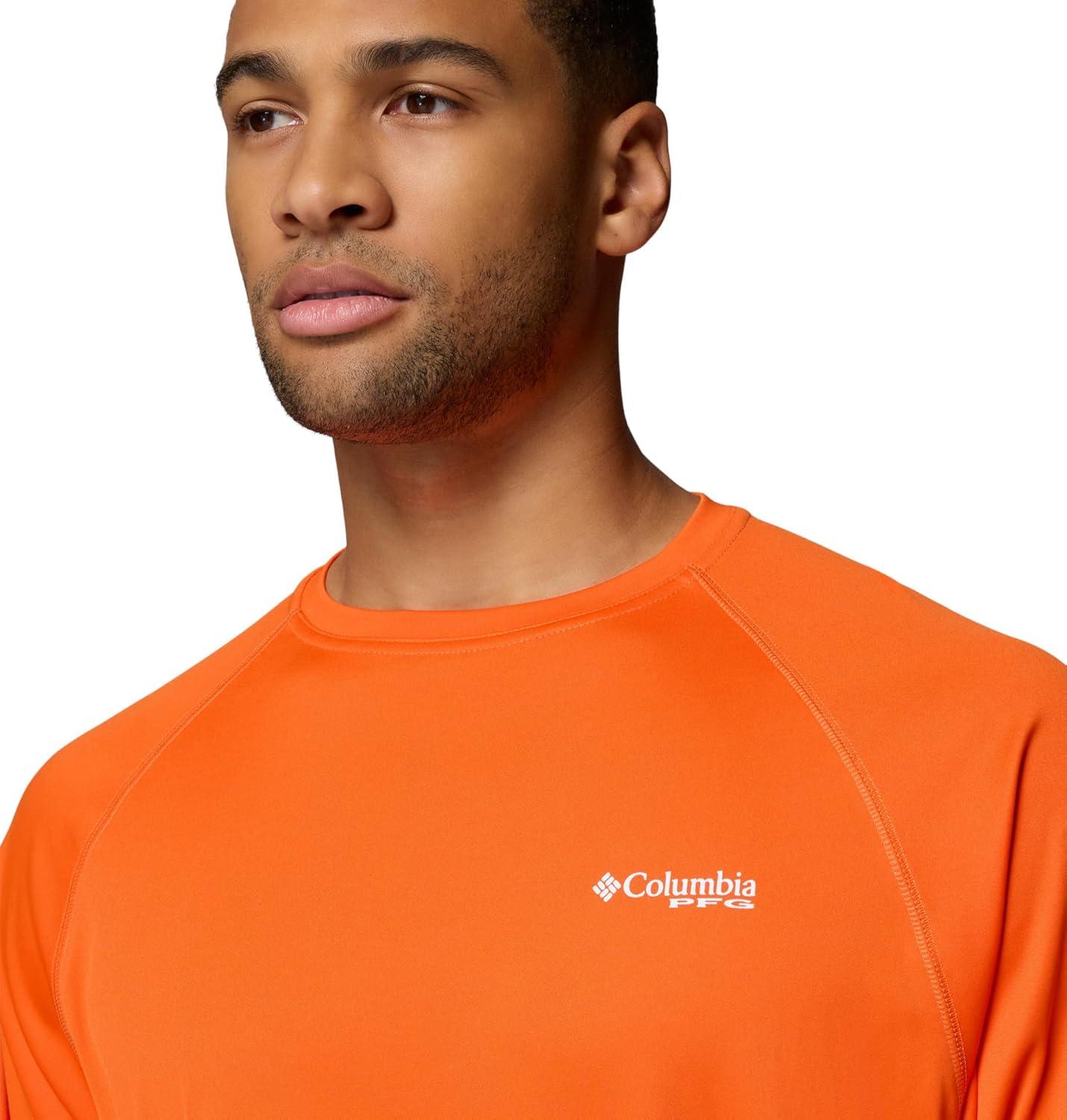 imageColumbia Mens PFG Terminal Tackle Long Sleeve ShirtSpark OrangeWhite Logo