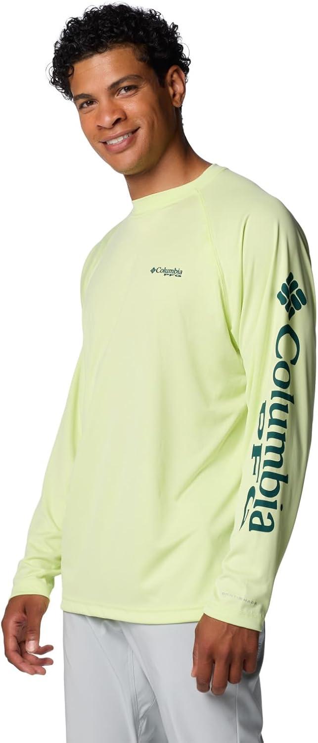imageColumbia Mens PFG Terminal Tackle Long Sleeve ShirtSpring YellowMidnight Teal Logo