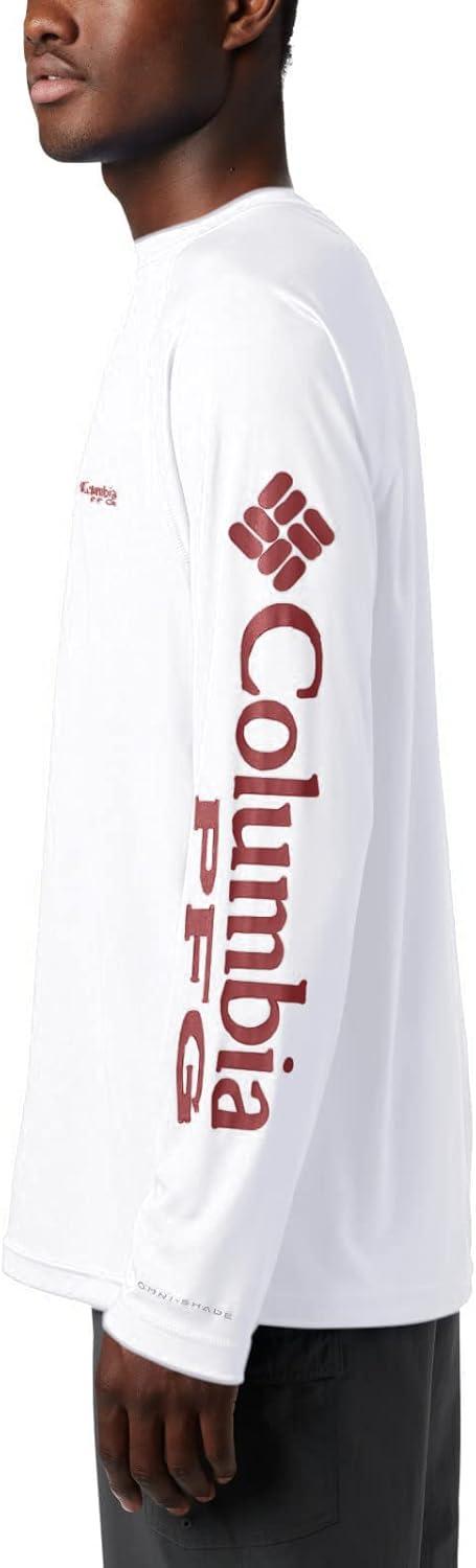 imageColumbia Mens PFG Terminal Tackle Long Sleeve ShirtWhiteRed Jasper Logo