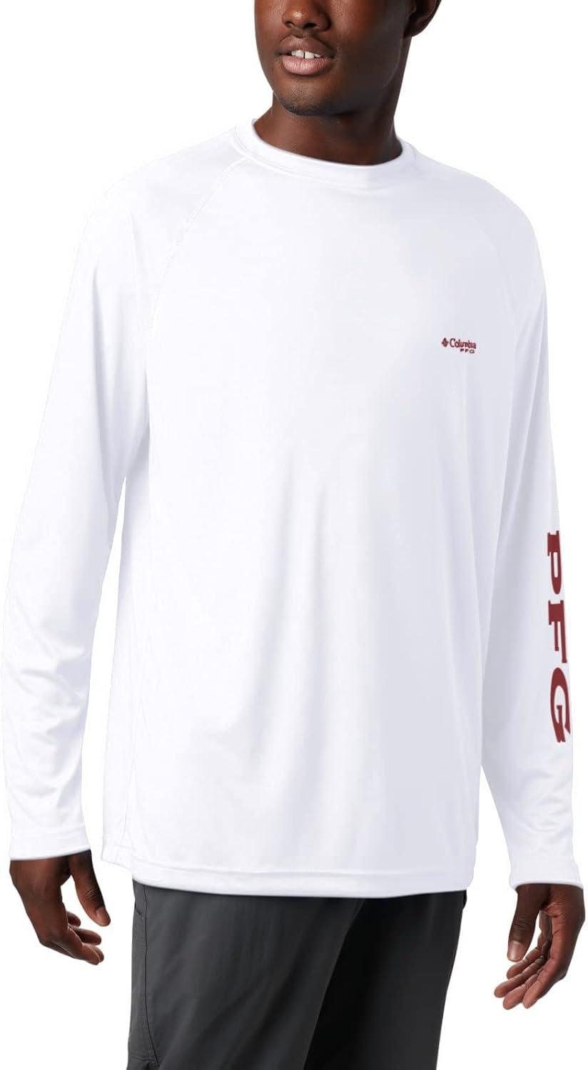 imageColumbia Mens PFG Terminal Tackle Long Sleeve ShirtWhiteRed Jasper Logo