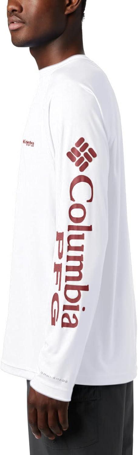 imageColumbia Mens PFG Terminal Tackle Long Sleeve ShirtWhiteRed Jasper Logo