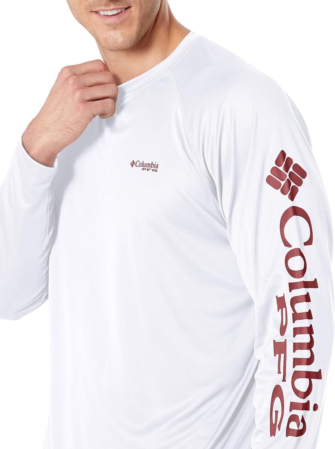 imageColumbia Mens PFG Terminal Tackle Long Sleeve ShirtWhiteRed Jasper Logo