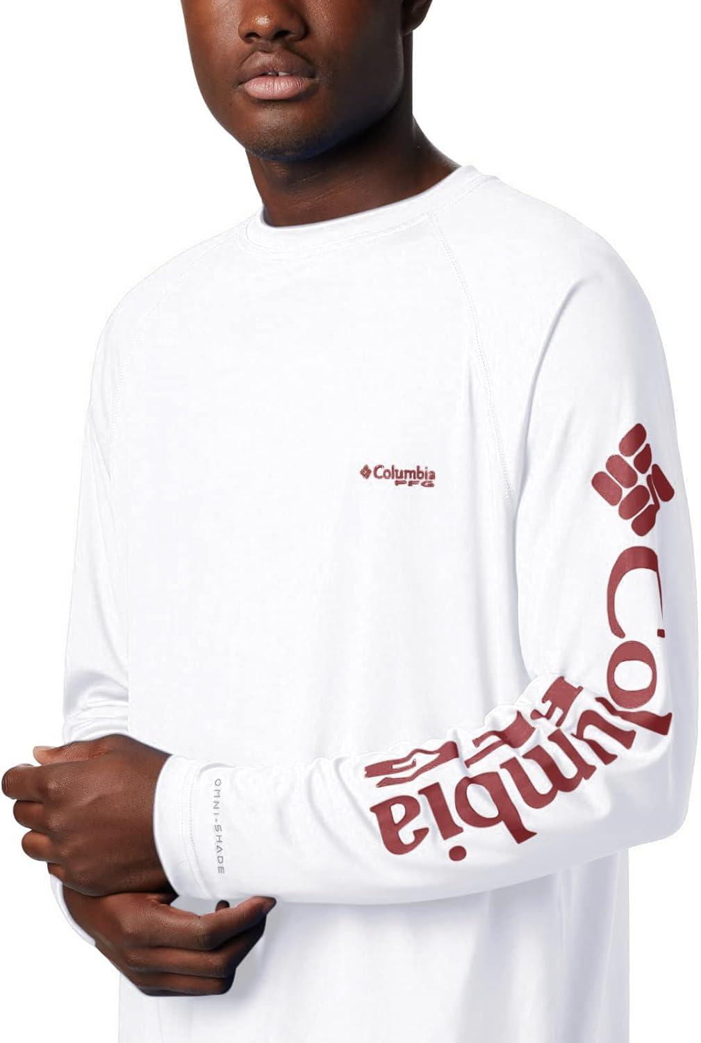 imageColumbia Mens PFG Terminal Tackle Long Sleeve ShirtWhiteRed Jasper Logo