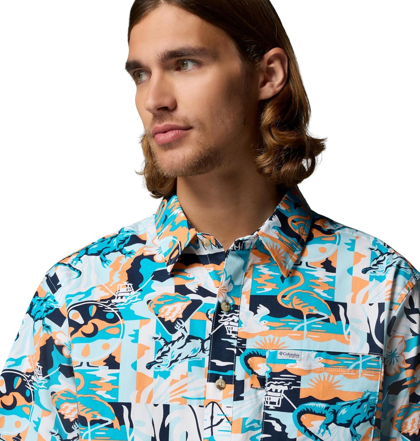 imageColumbia Mens PFG Trollers Best II Short Sleeve ShirtBright Nectar Saltwaters