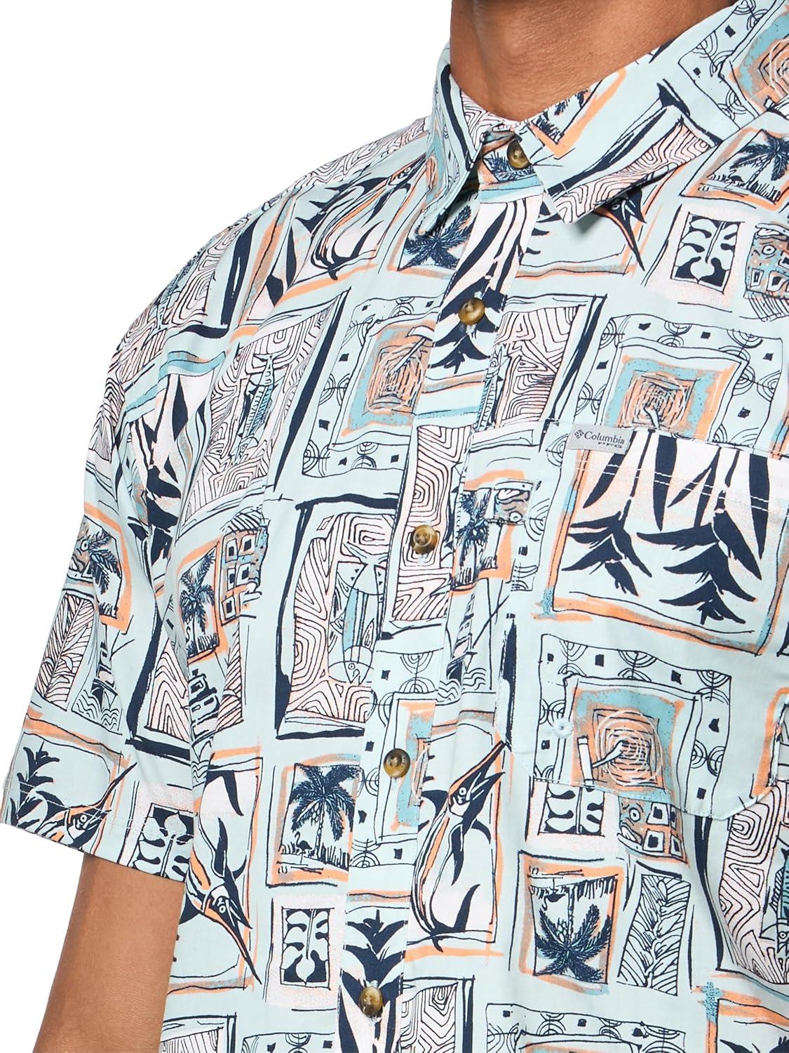 imageColumbia Mens PFG Trollers Best II Short Sleeve ShirtCollegiate Navy Resort Time