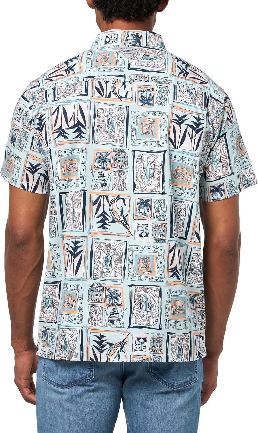 imageColumbia Mens PFG Trollers Best II Short Sleeve ShirtCollegiate Navy Resort Time