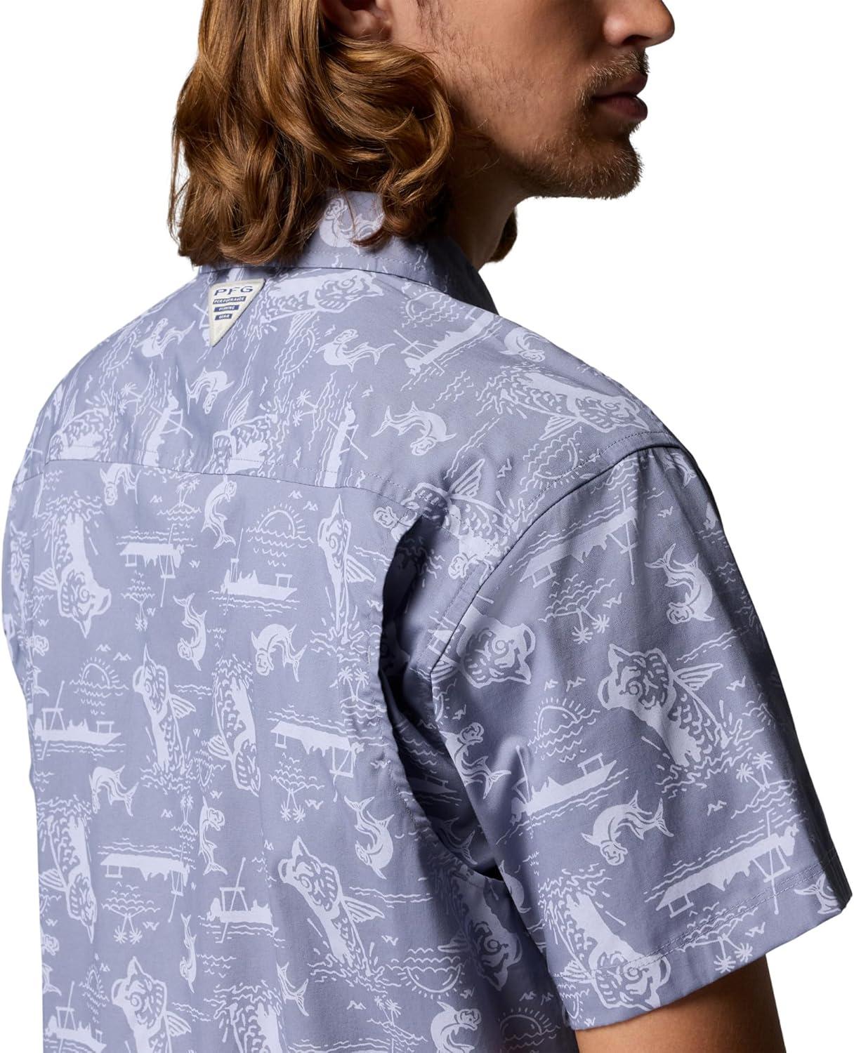 imageColumbia Mens PFG Trollers Best II Short Sleeve ShirtNew Moon Flatout