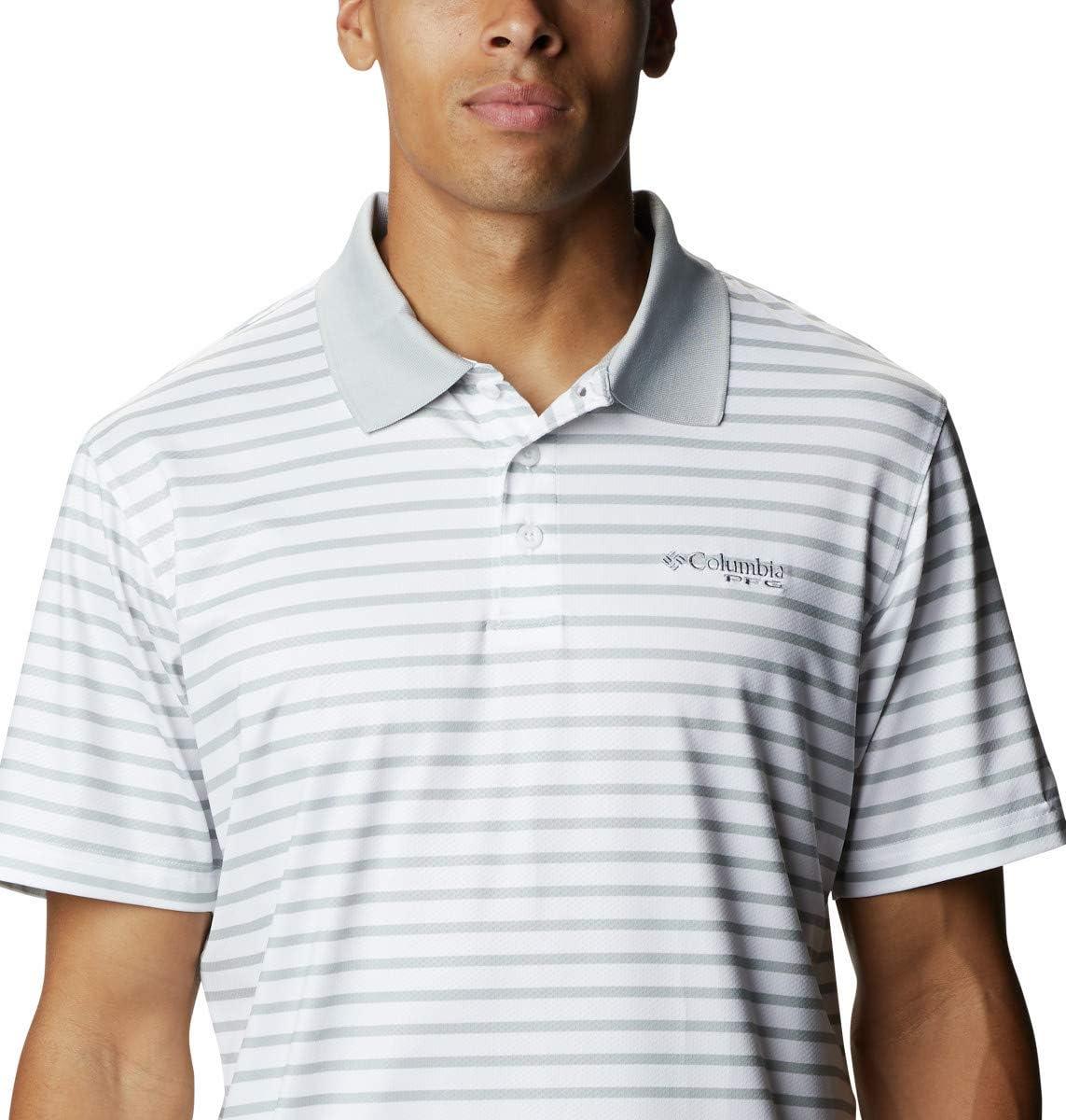 imageColumbia Mens Skiff Cast PoloCool GreyWhite Stripe