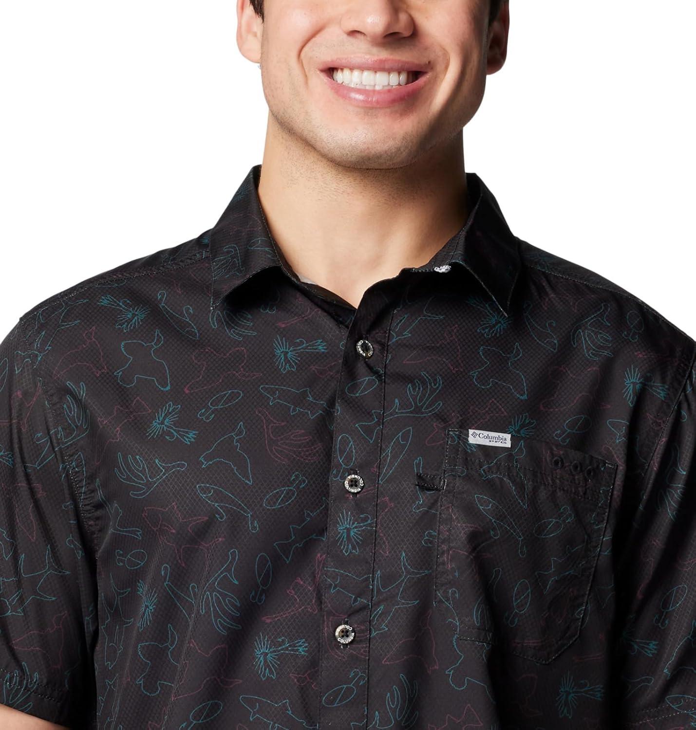 imageColumbia Mens Super Slack Tide Camp Shirt Short SleeveBlack Casted N Blasted