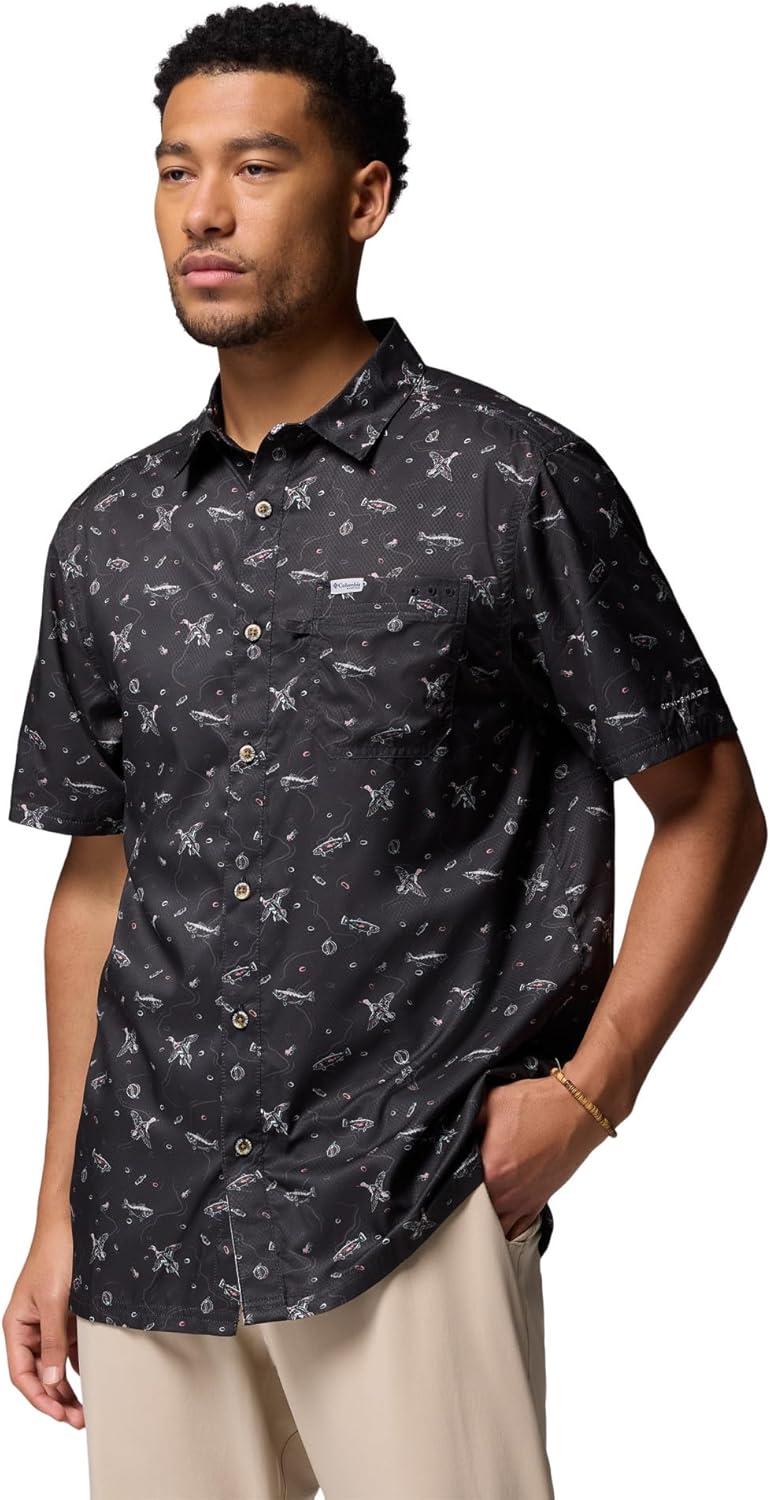 imageColumbia Mens Super Slack Tide Camp Shirt Short SleeveBlack Fish Hunt