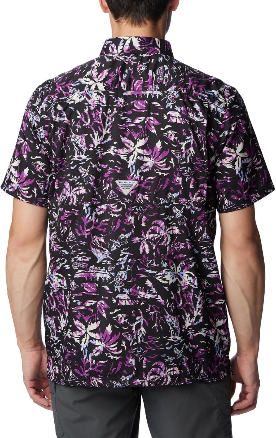 imageColumbia Mens Super Slack Tide Camp Shirt Short SleeveBlack Kona Kraze Print