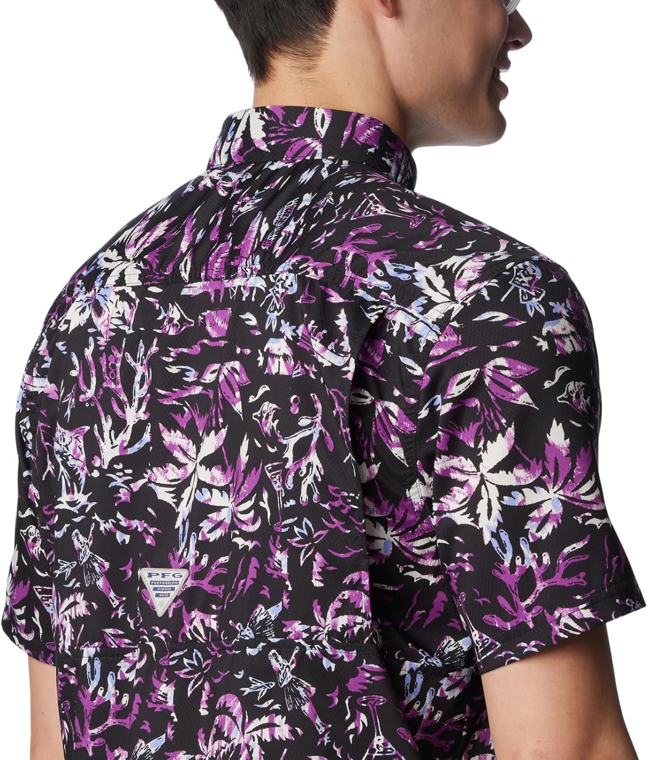 imageColumbia Mens Super Slack Tide Camp Shirt Short SleeveBlack Kona Kraze Print
