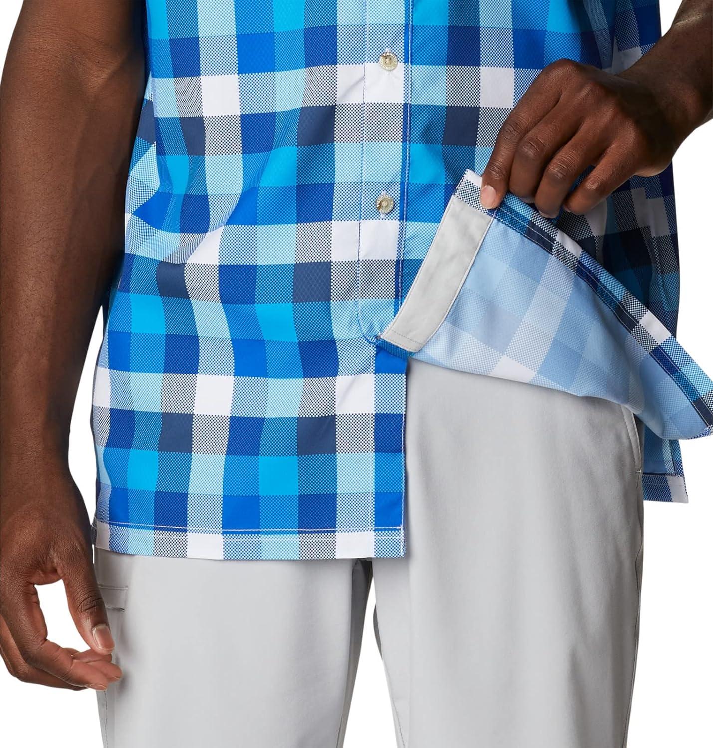 imageColumbia Mens Super Slack Tide Camp Shirt Short SleeveBlue Macaw Multi Gingham