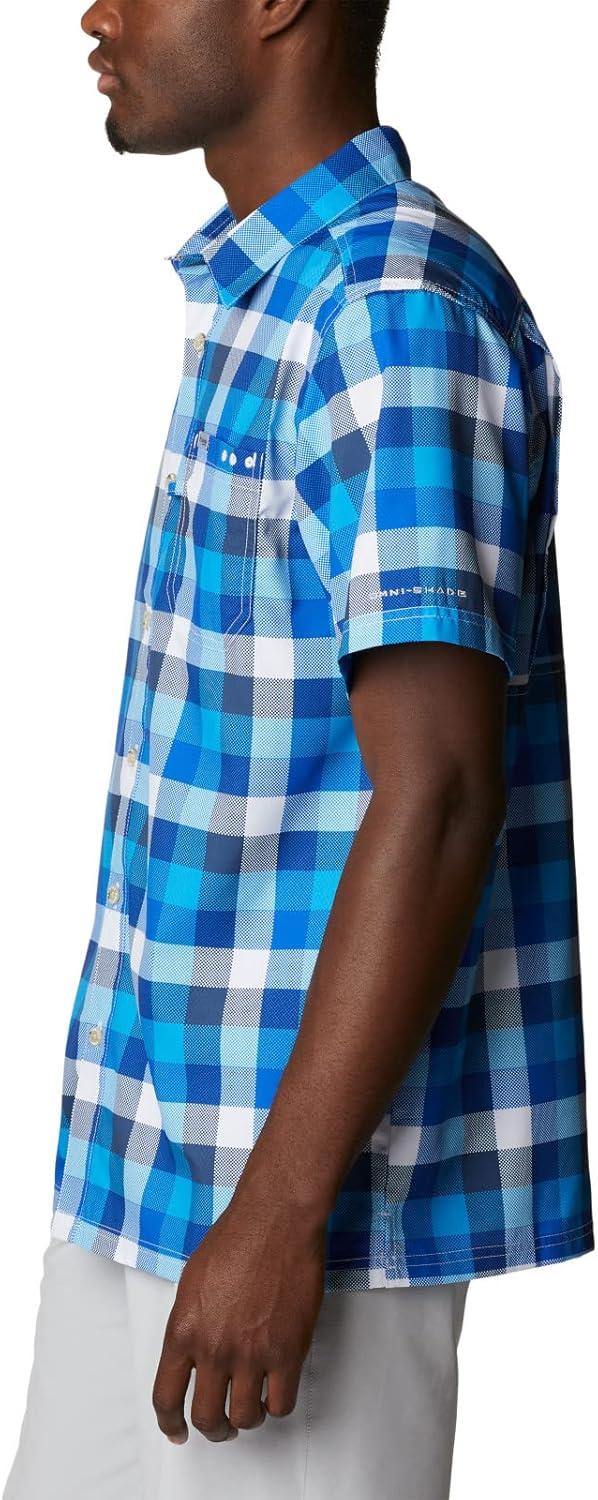 imageColumbia Mens Super Slack Tide Camp Shirt Short SleeveBlue Macaw Multi Gingham