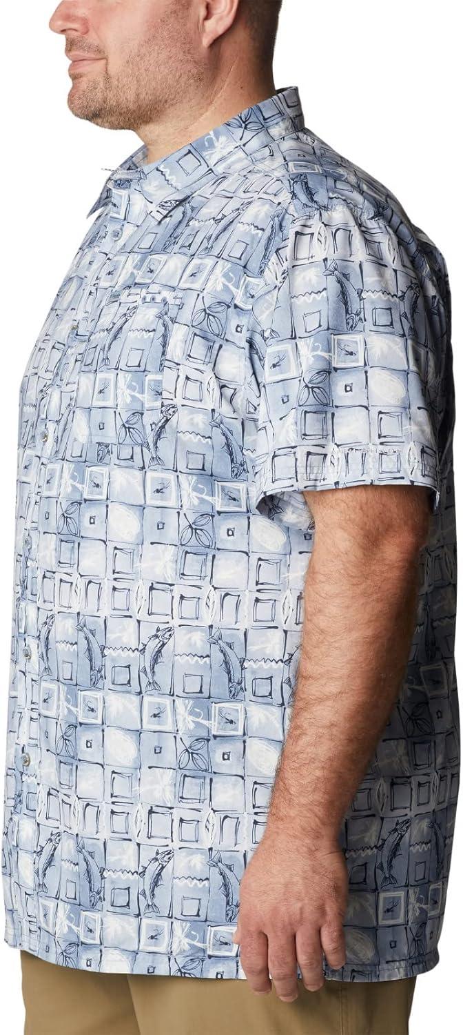 imageColumbia Mens Super Slack Tide Camp Shirt Short SleeveBluestone Trout Batik