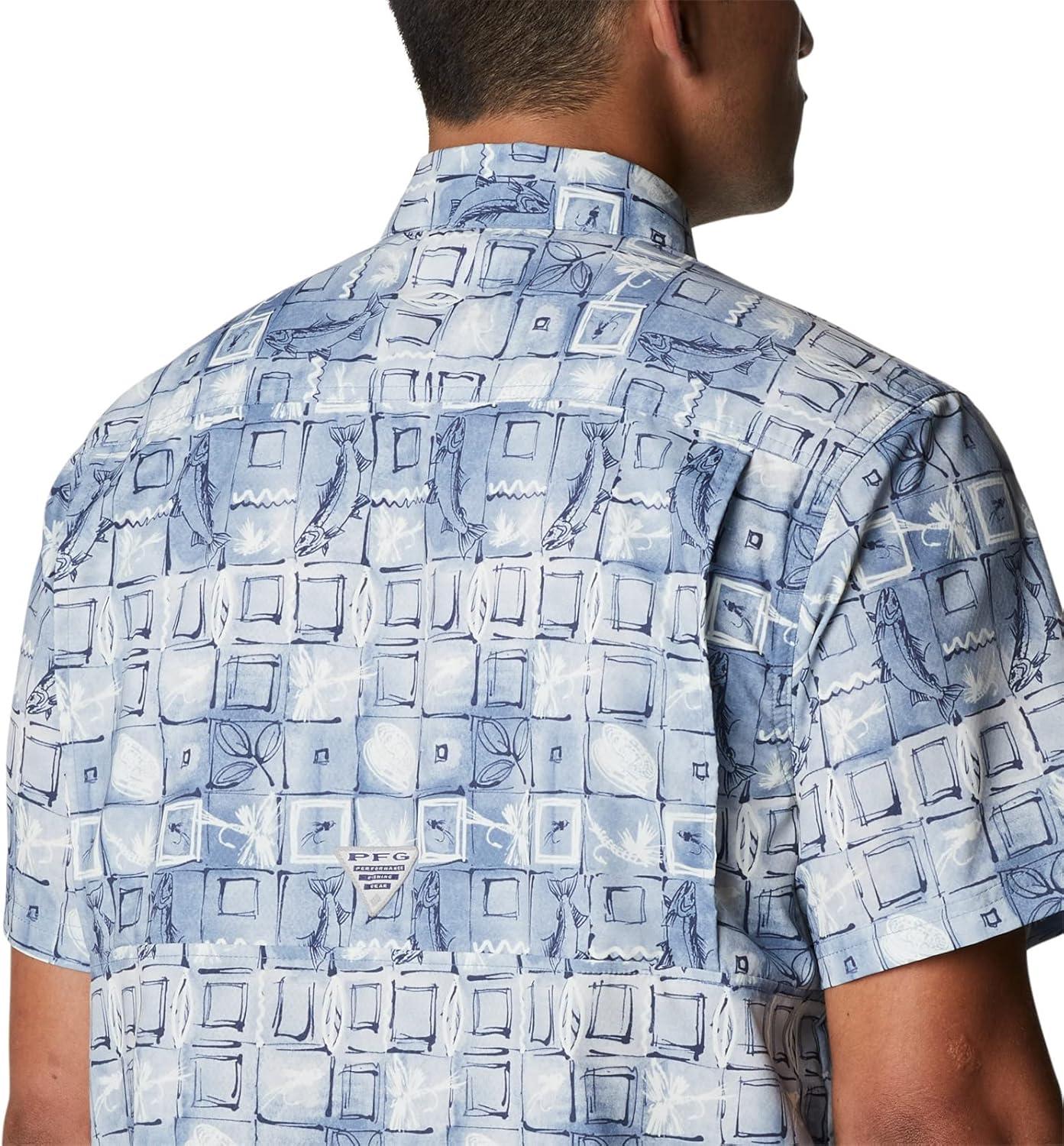 imageColumbia Mens Super Slack Tide Camp Shirt Short SleeveBluestone Trout Batik