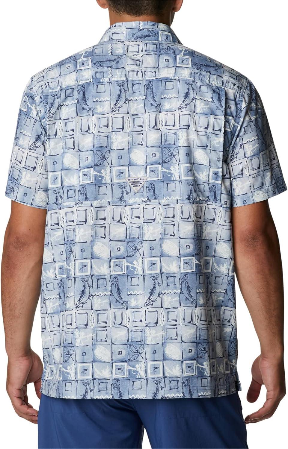 imageColumbia Mens Super Slack Tide Camp Shirt Short SleeveBluestone Trout Batik