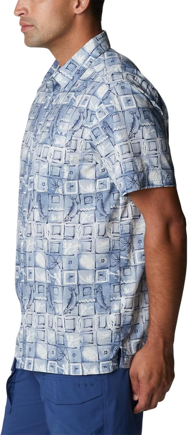 imageColumbia Mens Super Slack Tide Camp Shirt Short SleeveBluestone Trout Batik