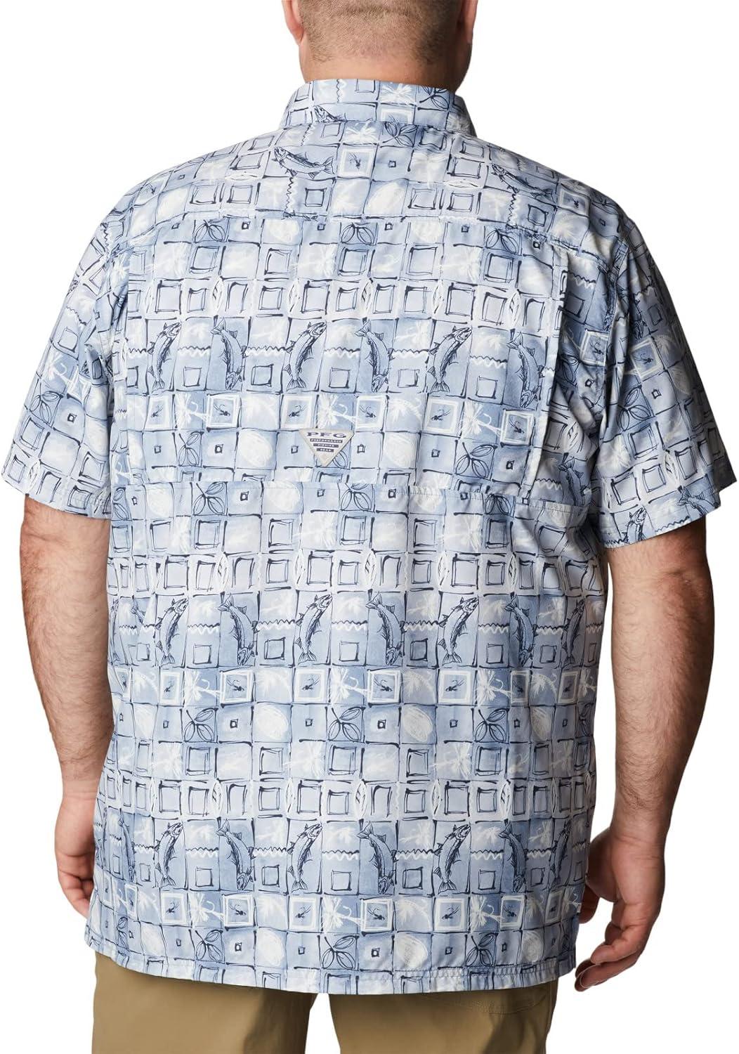 imageColumbia Mens Super Slack Tide Camp Shirt Short SleeveBluestone Trout Batik